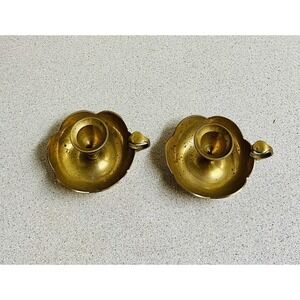Vintage Pair Brass Chamber Stick Candle Holder Candlestick Night Light